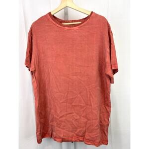 LAUREN K. Womens L Sport Short Sleeve Crew Neck Pullover Top Pink Orange